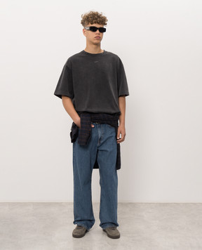 Off-White Серая футболка принтом Swimming 44MAA120F26J00T