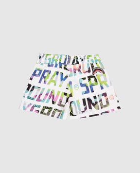 Sprayground Дитячі білі шорти в принт логотипа SPY1067