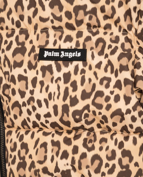 Palm Angels Детская бежевая куртка в леопардовый принт F6PAJGPF009