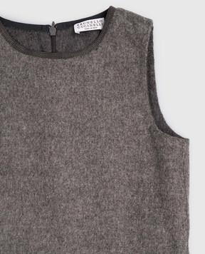 Brunello Cucinelli Детское серое платье из шерсти с цепочкой мониль BD565A407C