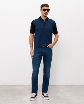 Stefano Ricci Чорне поло з шовком у візерунок K212040P31F26196