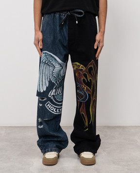 AMIRI Джинси з брендовим принтом та проріхами AMBMJE1034