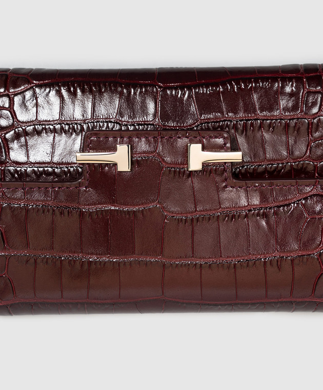 Tom Ford Бордовый кожаный портмоне AUBE с тиснением под кожу крокодила S0532LCL607P изображение 4