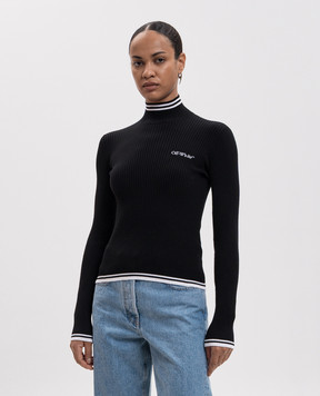 Off-White Чорний гольф з вишивкою логотипа 2FB00120T