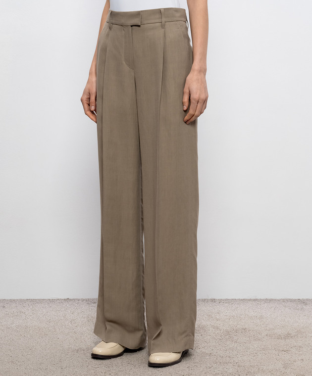 Brunello Cucinelli Коричневі штани з льоном з ланцюжком моніль MH126P8884 зображення 3