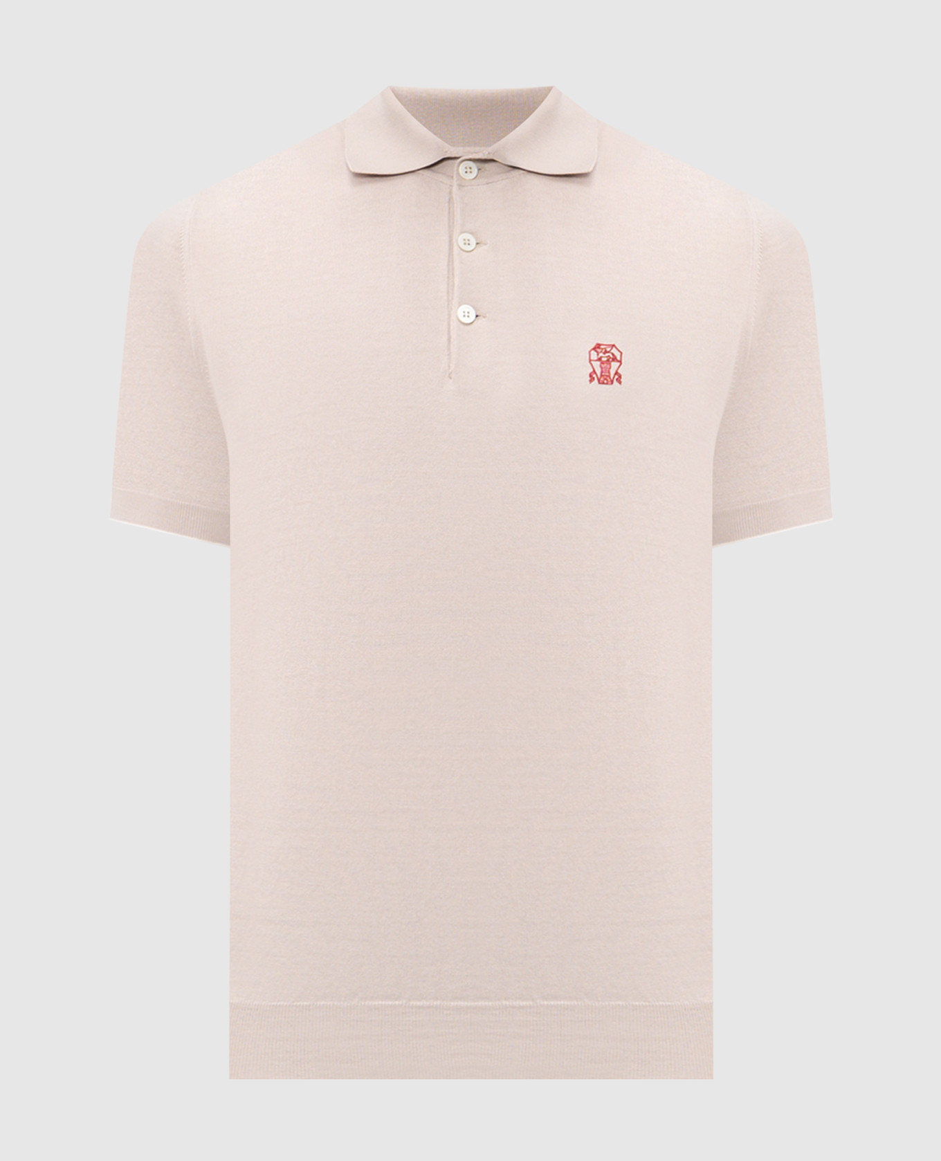 Бежевое поло с вышивкой эмблемы