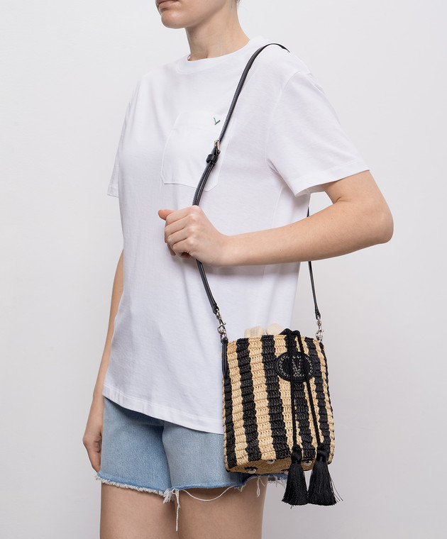 Valentino Сумка бакет-бег з рафії в смужку 8W2B0T03IXU зображення 2