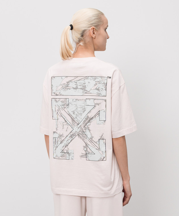 Off-White Рожева футболка з принтом емблеми Paint Arrow 44MAA120S26J00R зображення 4