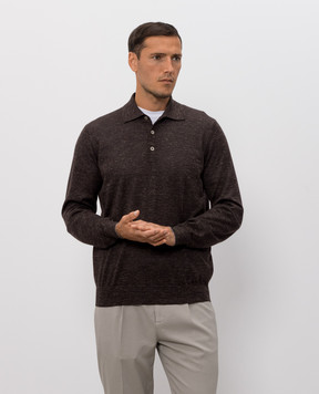 Brunello Cucinelli Коричневе поло з кашеміру, шовку та льону MSY00295