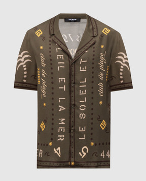 Balmain Рубашка цвета хаки с принтом GH0HN130VI80