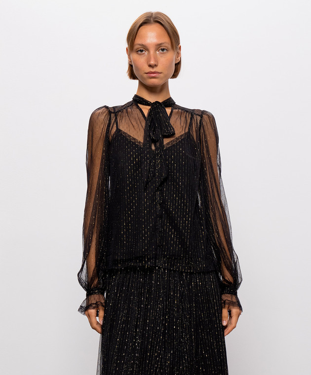 Twinset Чорна блуза з люрексом 262TT2153 зображення 3