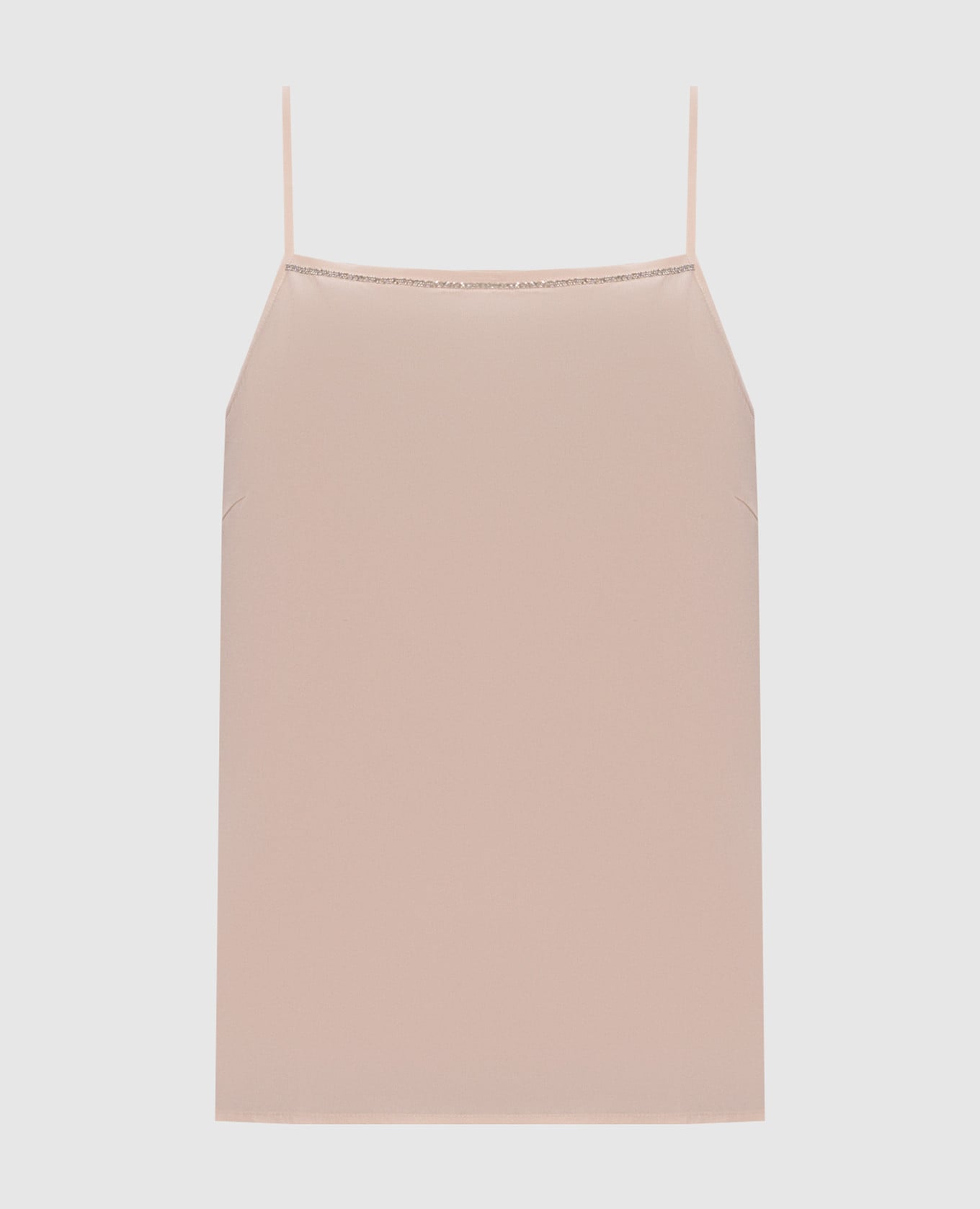 Бежевый топ из шелка с цепочкой мониль