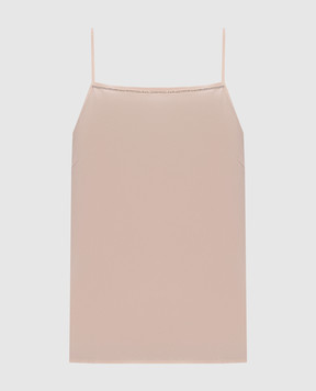 Peserico Бежевий топ із шовку з ланцюжком моніль A08921D07325