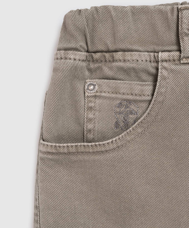 Brunello Cucinelli Детские джинсы цвета хаки B277PD306C изображение 3
