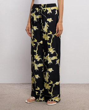 Max Mara Sportmax Черные брюки PIOGGIA из шелка в пижамном стиле SPXPIOGGIA