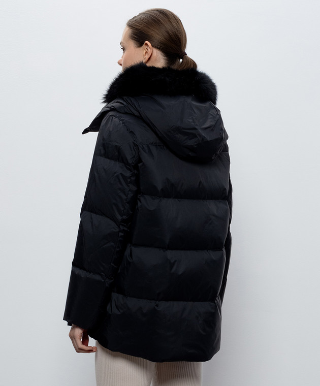 Yves Salomon Army Черный пуховик с мехом лисы 24WFM01576U06W изображение 4