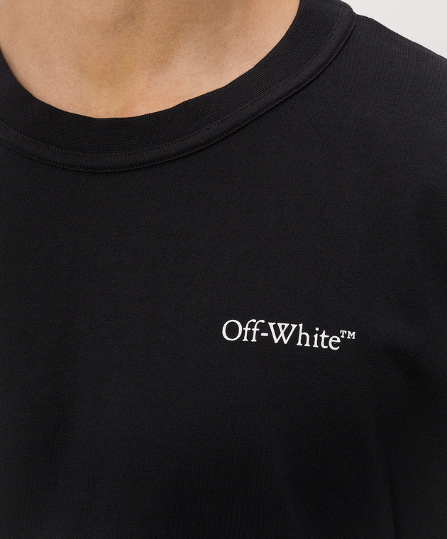Off-White Черная футболка с принтом логотипа 44MAA16MF26J00M изображение 5