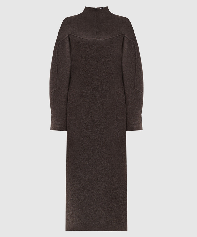 Max Mara Коричневое платье TENUTA из шерсти и кашемира MXSTENUTA