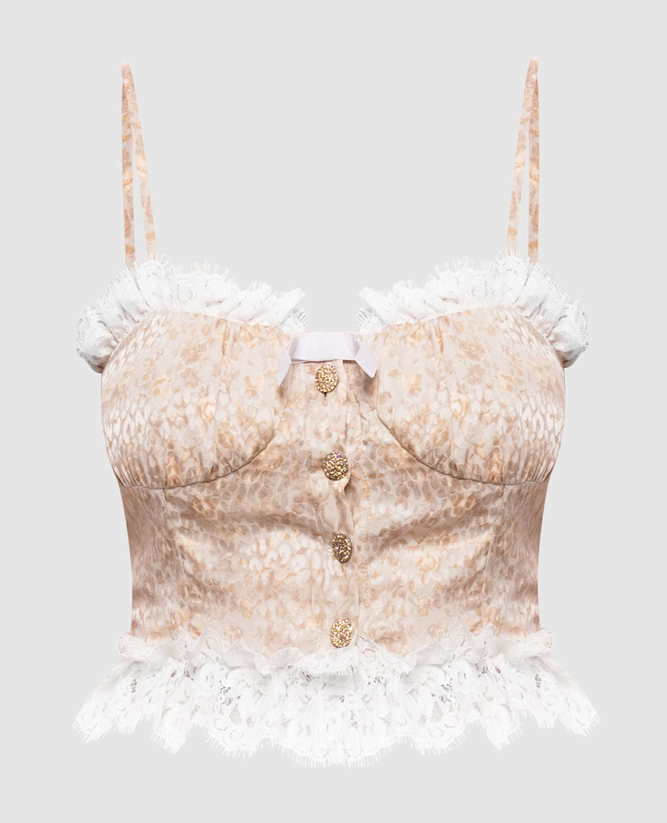 

Бежевый топ из шелка с рюшами, Топы