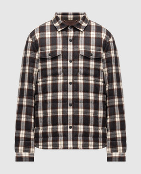 Peserico Сіра пухова куртка з вовни в клітинку R52760D06417