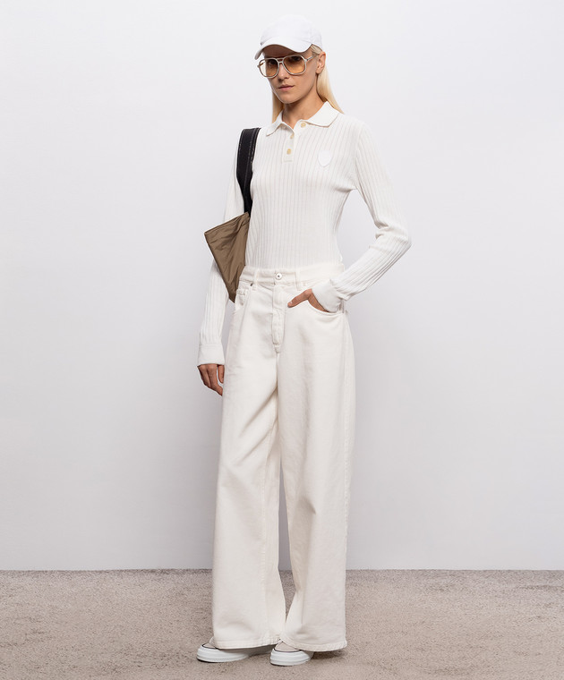 Brunello Cucinelli Поло цвета айвори с нашивкой эмблемы M19258205 изображение 2