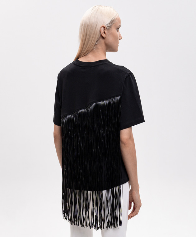 Max Mara Sportmax Чорна футболка SPONDA з бахромою SPDSPONDA зображення 4