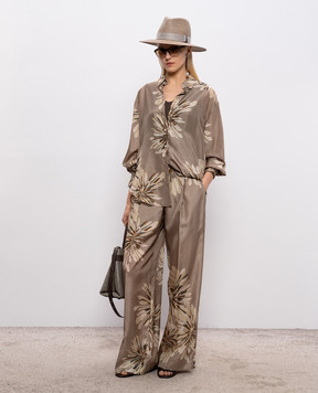 Brunello Cucinelli Коричнева майка в рубчик з ланцюжком M0TC8BJ312