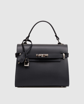 Gianni Notaro Темно-синяя кожаная сумка-сетчел Ruga 099RUGANIKEL