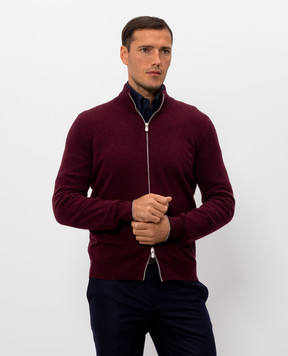 Brunello Cucinelli Кардиган бордового кольору з кашеміру M2200106