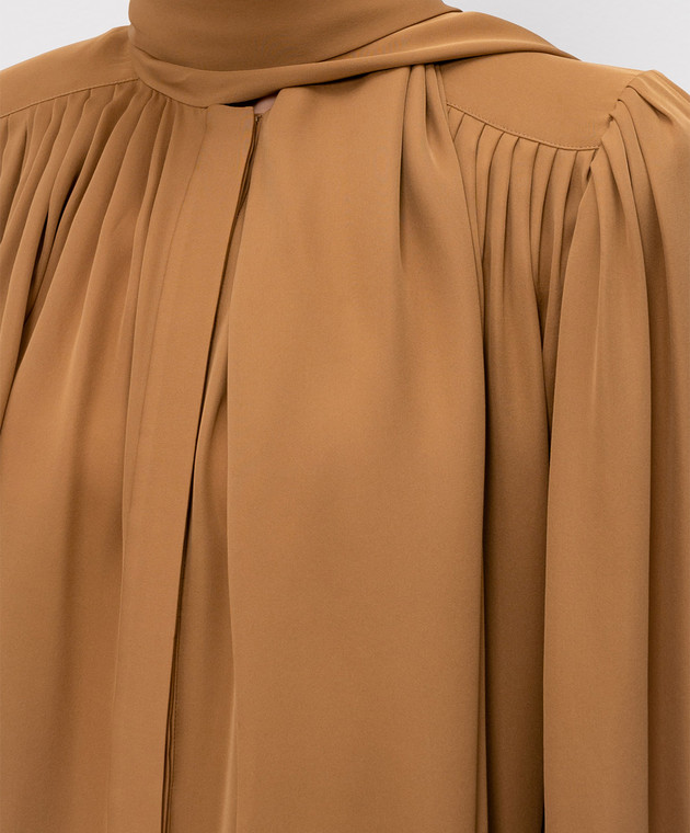 Khaite Коричнева блуза Vali із шовку з драпіруванням 2460338 зображення 5