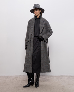 Brunello Cucinelli Серое пальто на запах в клетку MG5729937
