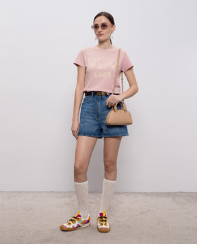 Valentino Розовая футболка Panther Lady с винтажным эффектом 8B3MG24Y9GL