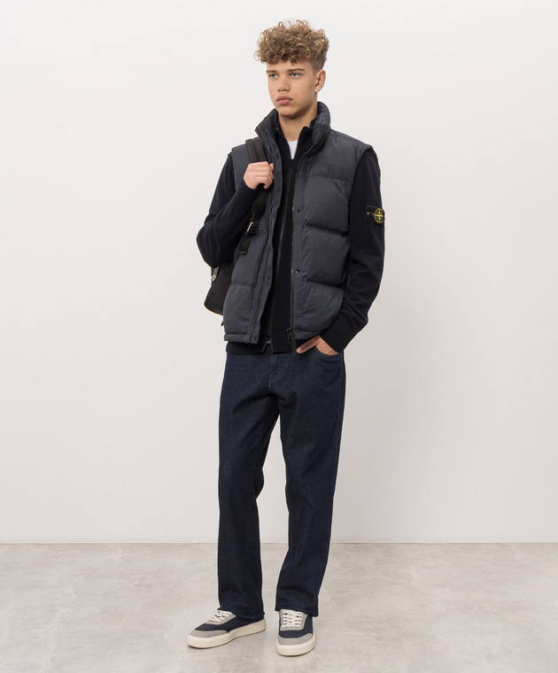 Stone Island Синий кардиган из шерсти L2S155100023S00B4 изображение 2