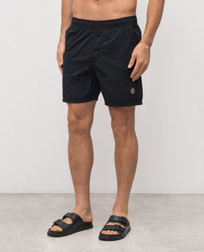 Stone Island Черные шорты для плавания с нашивкой логотипа L1S15B100004S0043