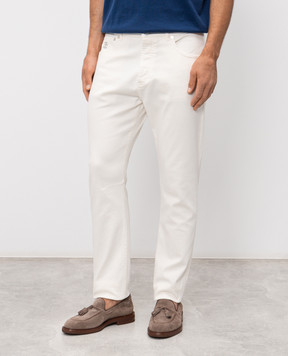 Brunello Cucinelli Джинси кольору айворі з патчем логотипа M277PX1290