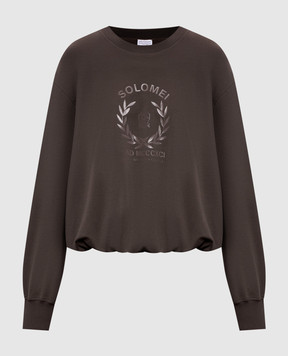 Brunello Cucinelli Коричневий світшот з брендовим принтом MH827HZ500