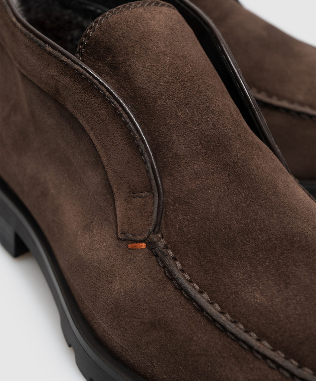 Santoni Коричневые замшевые дезерты на меху MGDC17823NEOASEY изображение 5