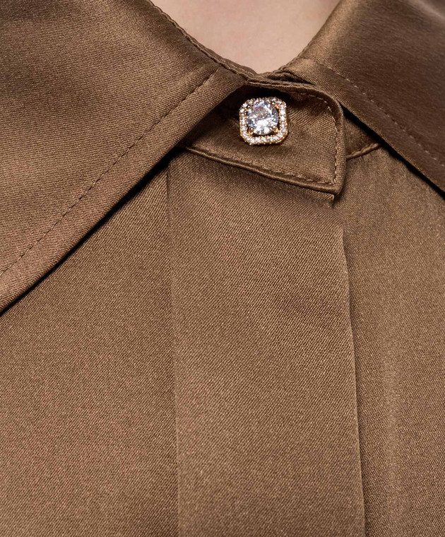 Max Mara Коричневая блуза XERO из шелка MSTXERO изображение 5