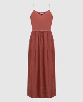 Peserico Червона сукня міді з ланцюжком A025101979A