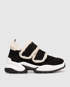 Sergio Rossi Чорні замшеві кросівки Extreme на хутрі B13810MFI666