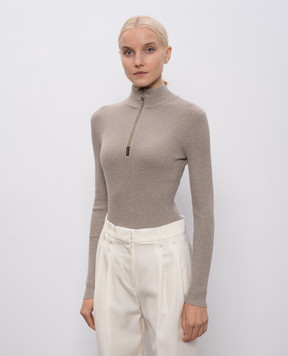 Brunello Cucinelli Бежевый джемпер с кашемиром и шелком M41844604