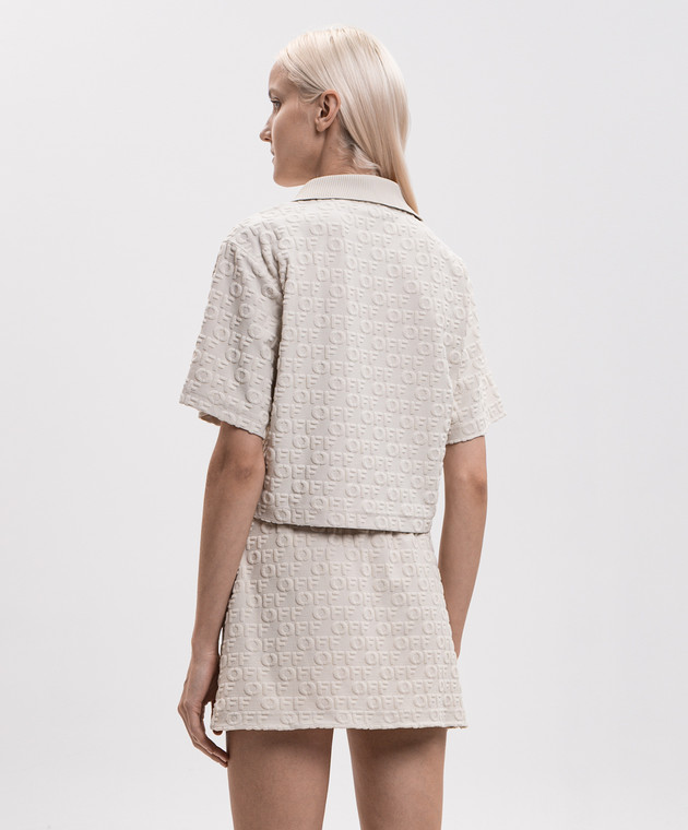 Off-White Бежевая футболка-поло в логотип шаблон 29A00713T изображение 4