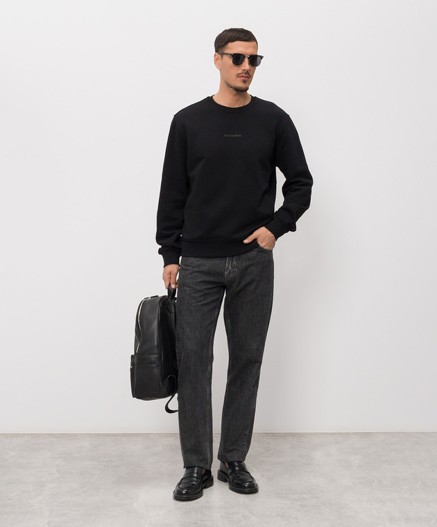 Trussardi Чорний світшот з фактурним логотипом G8238000121NMF509F01 зображення 2