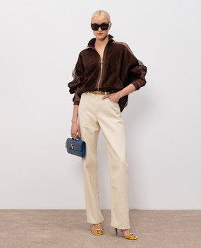 Fendi Бежеві джинси з льоном з патчем логотипа FLP882AOHV