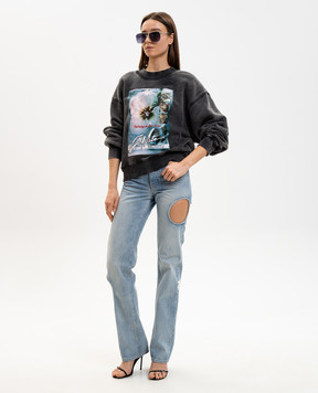 Off-White Голубые джинсы с фигурными вырезами 2YA06ES26DEN001