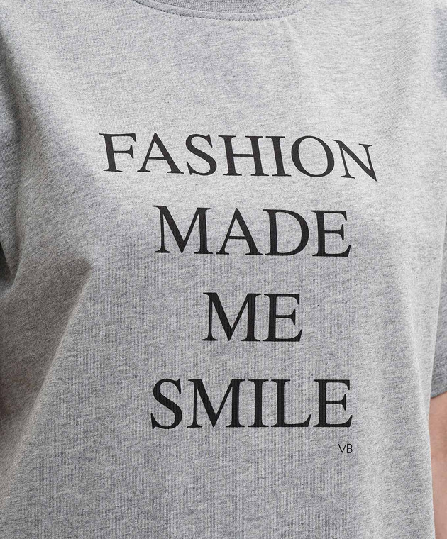 Victoria Beckham Сіра меланжева футболка з принтом 1226JTS007458A зображення 5