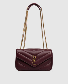 Saint Laurent Бордовая кожаная сумка-мессенджер Loulou с логотипом 801437AAEAX