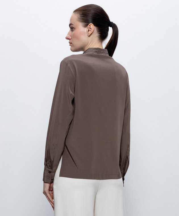 Peserico Коричневая блуза из шелка A0688207325 изображение 4