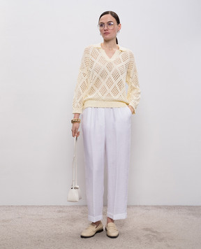 Peserico Желтый ажурный джемпер с воротником поло S99129F059110M