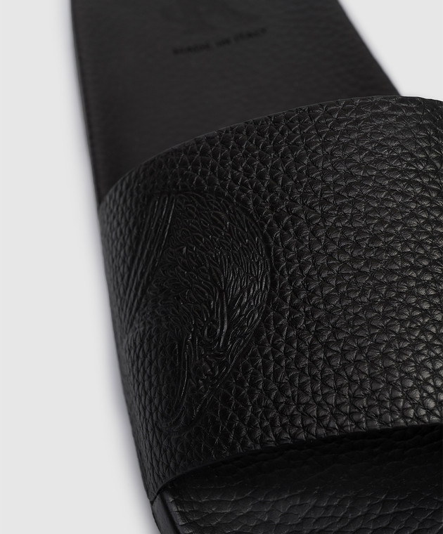 Stefano Ricci Черные кожаные слайдеры UG31G760VD изображение 5